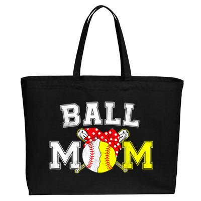 Funny Ball Mom Softball Baseball Gifts For Women Mothers Day Cotton Canvas Jumbo Tote