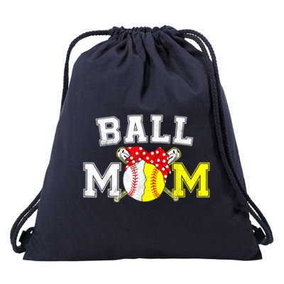 Funny Ball Mom Softball Baseball Gifts For Women Mothers Day Drawstring Bag