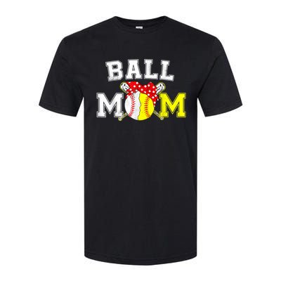 Funny Ball Mom Softball Baseball Gifts For Women Mothers Day Softstyle® CVC T-Shirt