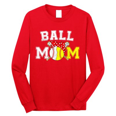 Funny Ball Mom Softball Baseball Gifts For Women Mothers Day Long Sleeve Shirt