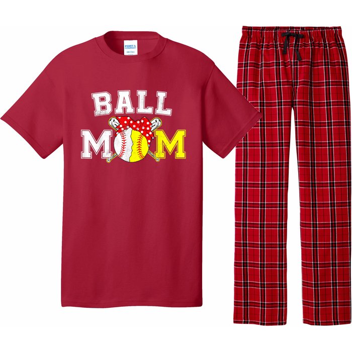 Funny Ball Mom Softball Baseball Gifts For Women Mothers Day Pajama Set