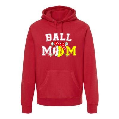 Funny Ball Mom Softball Baseball Gifts For Women Mothers Day Premium Hoodie