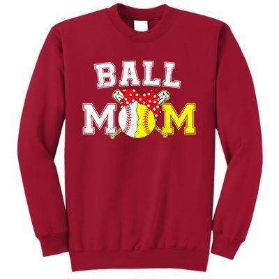 Funny Ball Mom Softball Baseball Gifts For Women Mothers Day Tall Sweatshirt