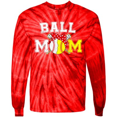 Funny Ball Mom Softball Baseball Gifts For Women Mothers Day Tie-Dye Long Sleeve Shirt