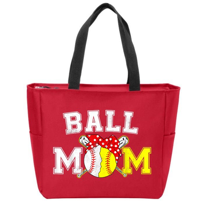 Funny Ball Mom Softball Baseball Gifts For Women Mothers Day Zip Tote Bag