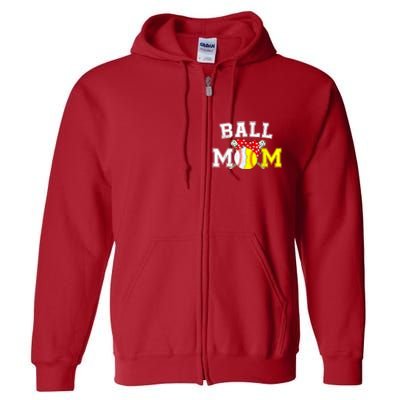 Funny Ball Mom Softball Baseball Gifts For Women Mothers Day Full Zip Hoodie