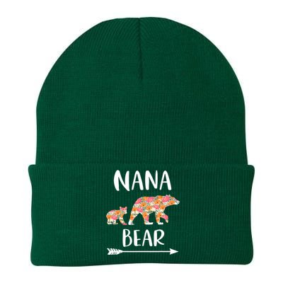 Floral Bear Matching Family Outfits Funny Nana Bear Knit Cap Winter Beanie