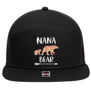 Floral Bear Matching Family Outfits Funny Nana Bear 7 Panel Mesh Trucker Snapback Hat