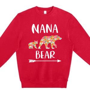 Floral Bear Matching Family Outfits Funny Nana Bear Premium Crewneck Sweatshirt