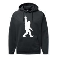 Funny Bigfoot Middle Finger For Squatch Believers Performance Fleece Hoodie