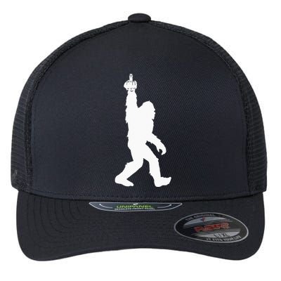 Funny Bigfoot Middle Finger For Squatch Believers Flexfit Unipanel Trucker Cap