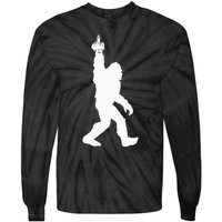 Funny Bigfoot Middle Finger For Squatch Believers Tie-Dye Long Sleeve Shirt