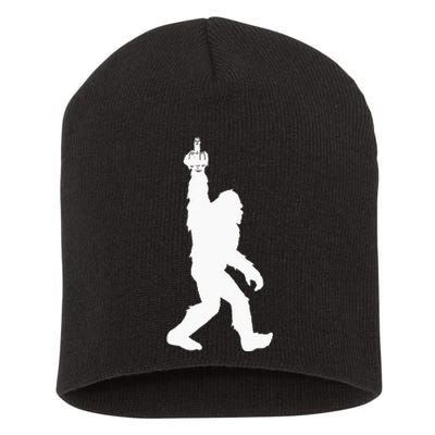 Funny Bigfoot Middle Finger For Squatch Believers Short Acrylic Beanie