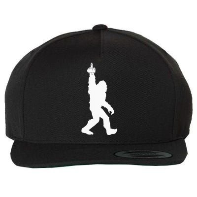 Funny Bigfoot Middle Finger For Squatch Believers Wool Snapback Cap