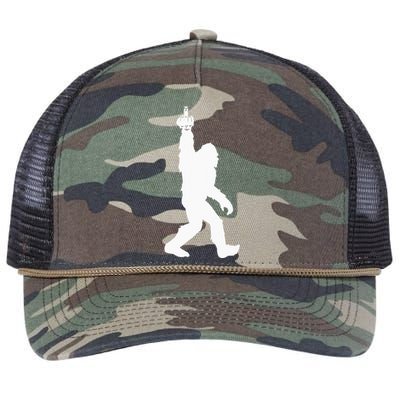 Funny Bigfoot Middle Finger For Squatch Believers Retro Rope Trucker Hat Cap