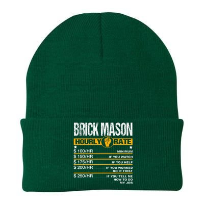 Funny Brick Mason Hourly Rate Bricklayer Labor Rates Knit Cap Winter Beanie