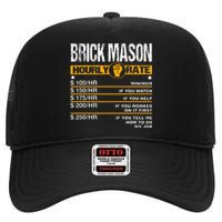 Funny Brick Mason Hourly Rate Bricklayer Labor Rates High Crown Mesh Back Trucker Hat