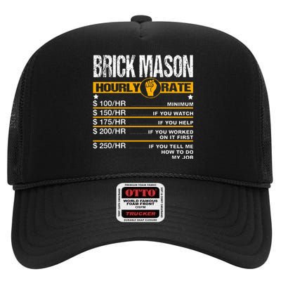 Funny Brick Mason Hourly Rate Bricklayer Labor Rates High Crown Mesh Back Trucker Hat