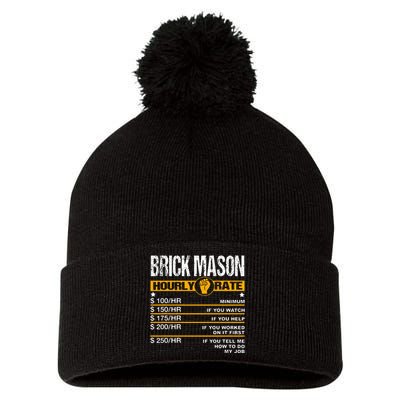 Funny Brick Mason Hourly Rate Bricklayer Labor Rates Pom Pom 12in Knit Beanie