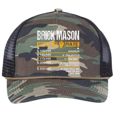 Funny Brick Mason Hourly Rate Bricklayer Labor Rates Retro Rope Trucker Hat Cap