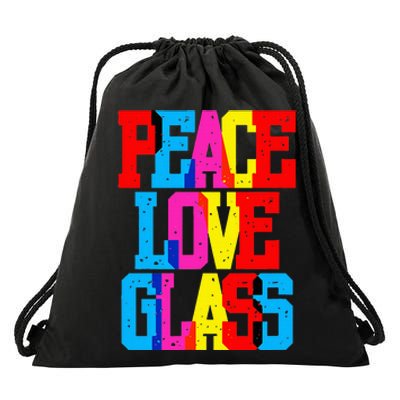 Funny Blown Mosaic Stained Fused Glass Artist Peace Drawstring Bag