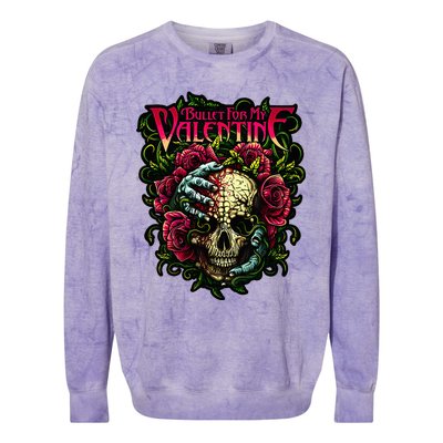 Funny Bullet My Valentine Skull Roses and Red Blood Horror Colorblast Crewneck Sweatshirt