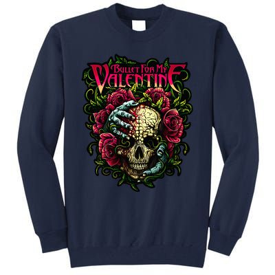 Funny Bullet My Valentine Skull Roses and Red Blood Horror Tall Sweatshirt