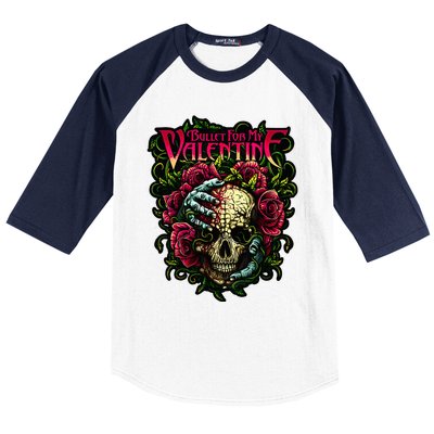 Funny Bullet My Valentine Skull Roses and Red Blood Horror Baseball Sleeve Shirt