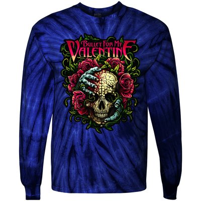 Funny Bullet My Valentine Skull Roses and Red Blood Horror Tie-Dye Long Sleeve Shirt