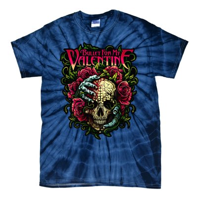 Funny Bullet My Valentine Skull Roses and Red Blood Horror Tie-Dye T-Shirt