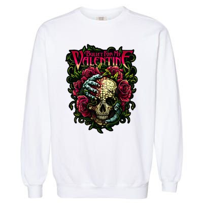 Funny Bullet My Valentine Skull Roses and Red Blood Horror Garment-Dyed Sweatshirt