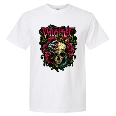 Funny Bullet My Valentine Skull Roses and Red Blood Horror Garment-Dyed Heavyweight T-Shirt