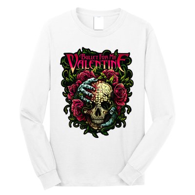 Funny Bullet My Valentine Skull Roses and Red Blood Horror Long Sleeve Shirt