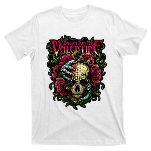 Funny Bullet My Valentine Skull Roses and Red Blood Horror T-Shirt