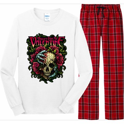 Funny Bullet My Valentine Skull Roses and Red Blood Horror Long Sleeve Pajama Set