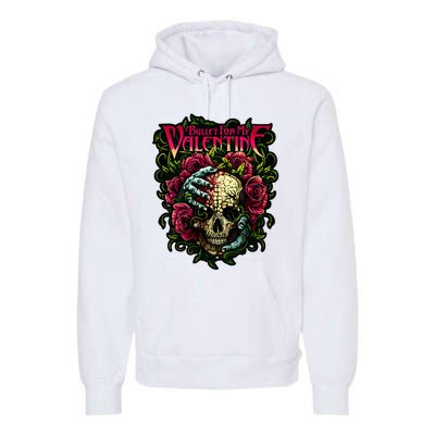 Funny Bullet My Valentine Skull Roses and Red Blood Horror Premium Hoodie