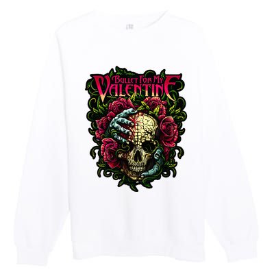 Funny Bullet My Valentine Skull Roses and Red Blood Horror Premium Crewneck Sweatshirt