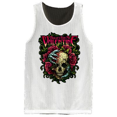 Funny Bullet My Valentine Skull Roses and Red Blood Horror Mesh Reversible Basketball Jersey Tank