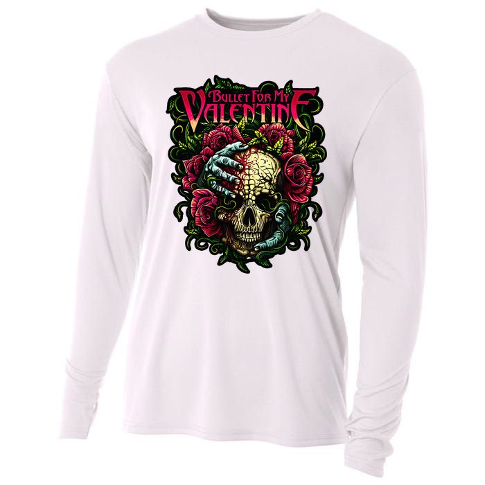 Funny Bullet My Valentine Skull Roses and Red Blood Horror Cooling Performance Long Sleeve Crew