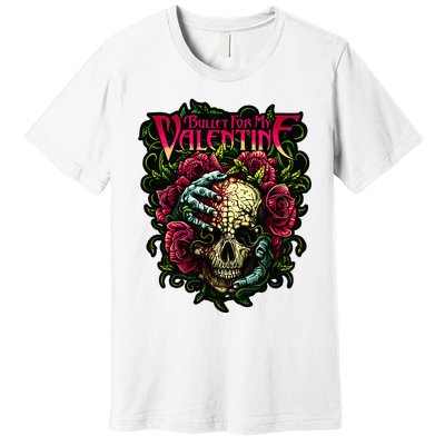 Funny Bullet My Valentine Skull Roses and Red Blood Horror Premium T-Shirt