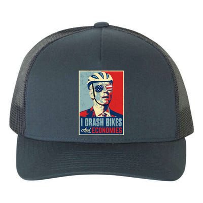 Funny Biden Meme I Crash Bikes And Economies Funny Joe Biden Falling Off Bike Yupoong Adult 5-Panel Trucker Hat