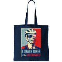 Funny Biden Meme I Crash Bikes And Economies Funny Joe Biden Falling Off Bike Tote Bag