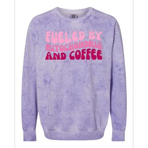 Fueled By Mitochondria And Coffee Funny Colorblast Crewneck Sweatshirt