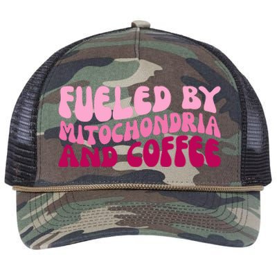 Fueled By Mitochondria And Coffee Funny Retro Rope Trucker Hat Cap