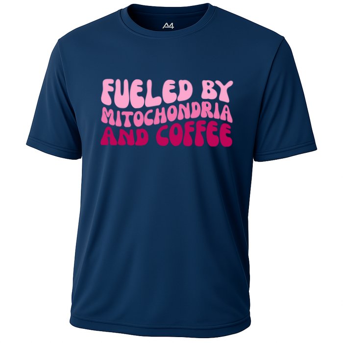 Fueled By Mitochondria And Coffee Funny Cooling Performance Crew T-Shirt