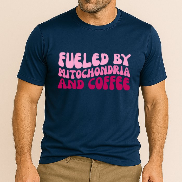 Fueled By Mitochondria And Coffee Funny Cooling Performance Crew T-Shirt