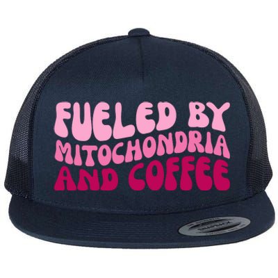 Fueled By Mitochondria And Coffee Funny Flat Bill Trucker Hat