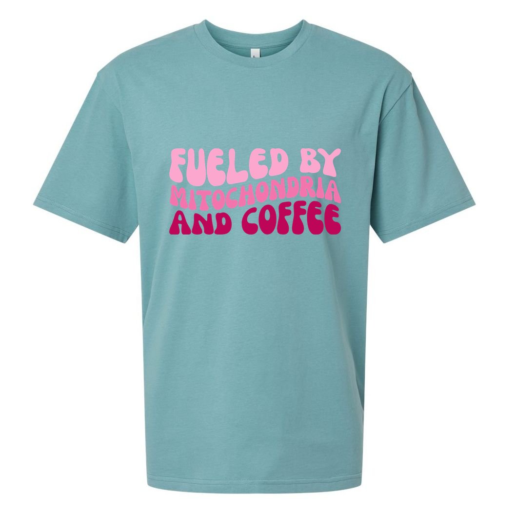 Fueled By Mitochondria And Coffee Funny Sueded Cloud Jersey T-Shirt