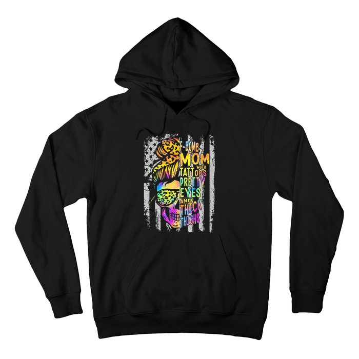 F Bomb Mom With Tattoos Pretty Eyes And Thick Thighs Skull Hoodie