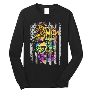 F Bomb Mom With Tattoos Pretty Eyes And Thick Thighs Skull Long Sleeve Shirt